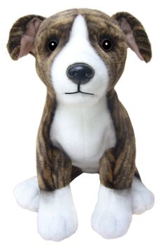 a brown and white dog stuffed animal on a white background