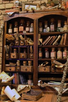 an old bookcase filled with lots of books