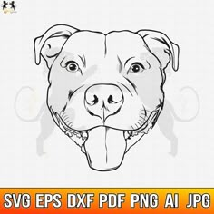 an image of a dog's face with the words svg eps dxf