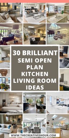 an open plan kitchen living room and dining room are featured in this postcard design