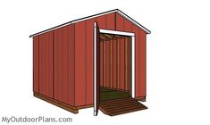 a red shed with the door open