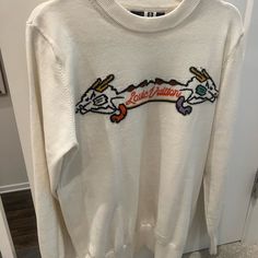 This One Of A Kind Louis Vuitton Sweater Is Super Stylish And Is In Great Condition. Louis Vuitton Sweater, Louis Vuitton White, Jacquard Sweater, Sweaters Crewneck, White Cream, Cream White, Colorful Sweaters, Men Sweater, Louis Vuitton