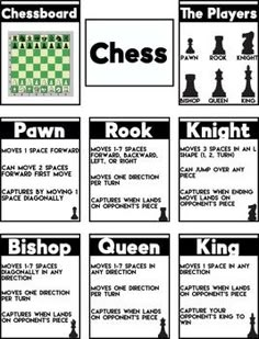 the chess board with instructions for each player