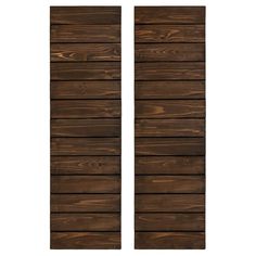 two brown wooden shutters on a white background