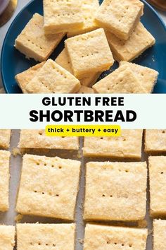 Gluten Free Shortbread Pinterest marketing image: thick, buttery, easy