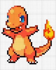 an image of a pixelated pokemon character holding a fireball in his hand,