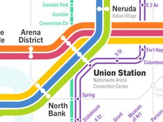 the union station subway map is shown in multi - colored lines and includes several locations