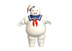 an inflatable character wearing a sailor's hat and red tie, standing