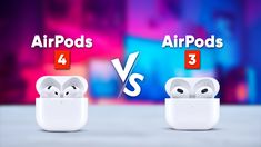 two airpodss side by side with the same logo