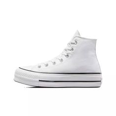 Converse Chuck Taylor All Star Platform Lift "White" Women's Shoe - Hibbett | City Gear White High-top Lace-up Sneakers With Thick Bottom, White High-top Sneakers With Thick Bottom And Lace-up, White Lace-up High-top Sneakers With Thick Bottom, Converse Platform Canvas Shoes For Streetwear, White High-top Sneakers With Thick Sole, Trendy White Cotton Platform Sneakers, White Thick Bottom Canvas Shoes For Streetwear, White Platform High-top Sneakers, Trendy White Cotton High-top Sneakers