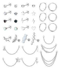 PRICES MAY VARY. 💗𝐕𝐚𝐫𝐢𝐨𝐮𝐬 𝐂𝐚𝐫𝐭𝐢𝐥𝐚𝐠𝐞 𝐄𝐚𝐫𝐫𝐢𝐧𝐠𝐬 𝐒𝐞𝐭--You will get 33 pcs different style cartilage piercing jewelry.There are 8 pairs CZ stainless steel flat back stud earrings,3 pairs cartilage earrings hoops ,3 pcs ball opal helix piercing earrings and 1 snake flatback earrings with 7 different style chain dangles.You can change different styles as you like to match your different clothes.Good value and deserve to buy ⭐𝐇𝐲𝐩𝐨𝐚𝐥𝐥𝐞𝐫𝐠𝐞𝐧𝐢𝐜 𝐇𝐞𝐥𝐢𝐱 𝐄𝐚𝐫𝐫𝐢 Flatback Earrings, Stainless Steel Earrings Studs, Helix Piercing Jewelry, Piercing Tragus, Tragus Conch, Piercing Earrings, Cartilage Earrings Hoop, Flat Back Earrings, Earrings Hoops