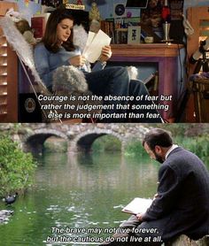 a man and woman sitting next to each other in front of a river