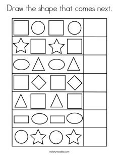 the shape that comes next worksheet for kids to learn shapes and numbers with this print