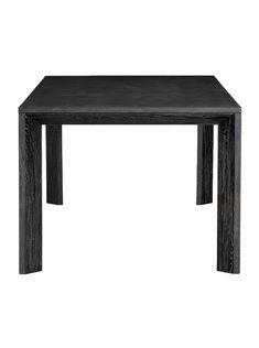 a black wooden table with two legs