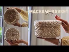 the macrame basket diy is easy to make and looks great on someone's face