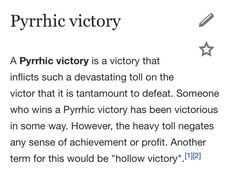 an article about the history of pyrnic victory, written in black and white