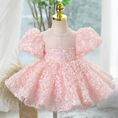 3D Fabric Pink Little Girl Dress Luxury Birthday Party, Princess Dress Pink, Carters Baby Clothes, Crinoline Skirt, Kids Dress Collection, Vestidos Color Rosa, Luxury Birthday, Designer Party Dresses, Designer Baby Clothes