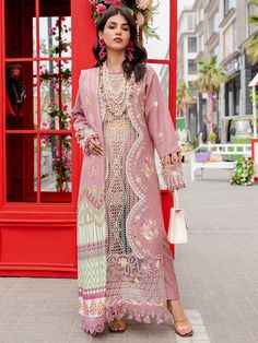 Luxury Baby Pink Embroidered Pakistani Salwar Kameez Dupatta Salwar Suit is a gorgeous dress adorned with meticulously floral embroidery with a printed dupatta and it is paired with the same color salwar. The beautiful crochet lace on the neckline border, daman, and sleeves portray a glamorous look. Embroidered Kameez: This Kameez Features a sophisticated work of embroidery on the neckline, front, and back borders striking the perfect balance between exotic crochet lace on the daman and sleeves Woolen Suit, Pakistani Winter Dresses, Pakistani Salwar, Pakistani Salwar Kameez, Luxury Baby, Suits For Sale, Organza Dupatta, Embroidered Neckline, Salwar Suit