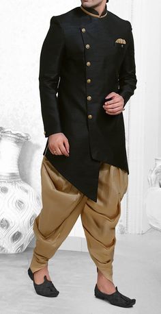 Fitted Kurta For Groom On Eid, Fitted Kurta For Groom, Festive Occasion, Semi-formal Kurta With Traditional Drape For Diwali, Traditional Drape Fitted Kurta For Groom, Festive Fitted Kurta For Groom, Fitted Nehru Jacket With Traditional Drape For Groom, Festive Gold Sherwani For Semi-formal Occasions, Fitted Semi-formal Traditional Wear For Eid, Traditional Kurta For Groom With Traditional Drape