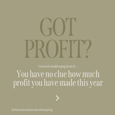 an advertisement with the words got profit? you have no clue how much profits you have made this year