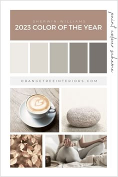 the color scheme for an interior design project is shown in brown, white and gray