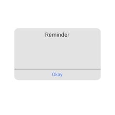 an iphone screen with the text reminder on it and okay button highlighted in blue letters