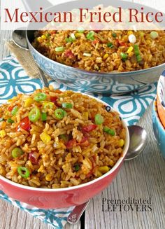 mexican fried rice with vegetables in a bowl