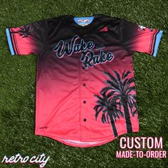 Triton X Retro City introduce the Seamhead Collection, lifestyle baseball jerseys designed by and made for baseball players and the game we love.It's a new day - time to Wake and Rake. Includes a black/dark pink color gradient pattern and Daddy Seamhead on the left sleeve with his trusty rake. Free PersonalizationAdd your own name and number - custom personalization is free. *If you do not specify a custom name and number in the boxes above, your jersey will not include a name and number.*Need i Pink Color Gradient, It's A New Day, Retro City, Dark Pink Color, Gradient Pattern, Color Gradient, Custom Jerseys, Seven Days, Day And Time