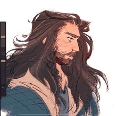 a drawing of a man with long hair