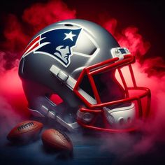 a new england football helmet on a dark background