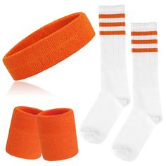 PRICES MAY VARY. 💖 WHAT YOU WILL GET: 1 piece sport headband x 2 pieces wristbands, 1 pair of high tube socks (variety of colors for select); The good elasticity makes the sport sweat-wicking set fit most teens and adults to wear, suitable for both men and women, have them to make you stand out in the crowd or themed parties. 💖 PREMIUM QUALITY: The 80s headband wristband socks set are made of Sweat-absorbent fabric & polyester, breathes well, moisture-wicking, lightweight, which are soft and c 80s Outfits For Men, 80s Tennis, 80s Costumes, 80s Accessories, Sweat Headbands, 80s Theme Party, Sports Headband, Dressup Party, 80s Party