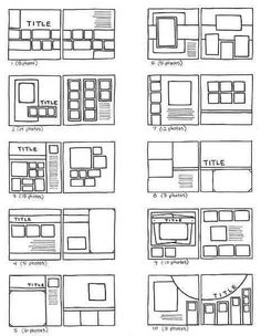 a bunch of diagrams that are on top of a sheet of paper with squares and rectangles