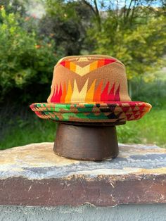 This extra special Bucket Hat is Large, X-Large, crafted from a very rare 1930's Pendleton® wool, lined in brown Italian silk! Brass lizard brand badge. Pendleton Ornament, Vintage Felt Hat With Curved Brim For Outdoor, Vintage Flat Brim Fedora For Outdoor, Brown Retro Hat For Outdoor, Vintage Brown Hats For Outdoor, Artisan Brown Hat Bands For Winter, Vintage Wool Top Hat With Wide Brim, Vintage Fedora Hat For Outdoor, Brown Vintage Cloche Hat With Flat Brim