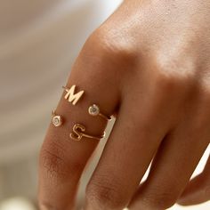 This dainty, simple initial ring is the cutest addition to any everyday outfit. Perfect for adding a personalized touch to your style. Materials: 10K Yellow Gold Premium Cubic Zirconia Measurements: Initial 5mm Please allow 5 Business days for your order to be shipped or ready for pickup Gold Rings Initials, Initial Gold Ring, Gold Initial Ring, Customizable Jewelry, Initial Ring, Everyday Outfit, 50th Gifts, Gift Card Shop, Fine Rings