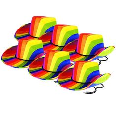 Way To Celebrate Rainbow Pride 6PK Striped Western Cowboy Hat Brightly colored rainbow stripes with an adjustable rope tie cowboy hat Fashion forward and easily coordinated with most outfits Easily add color to your daily attire Coordinate this Way To Celebrate Rainbow Pride Striped Western Cowboy Hat with other rainbow Pride items available at Wal-Mart Rope Tie, Wal Mart, Western Cowboy Hats, Hat Set, Rainbow Pride, Tag Sale, Cowboy Hat, Rainbow Stripes, Western Cowboy