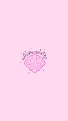 a pink background with the word momma written in cursive writing and a scallop shell