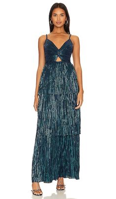 Sabina Musayev KLEID DORIS im Dark Ocean | REVOLVE Dark Ocean, Dark Blue Dress, Rust Dress, Pleated Maxi Dress, Pleated Maxi, Maxi Dress Evening, Maxi Knit Dress, Tiered Maxi Dress, Tier Skirt