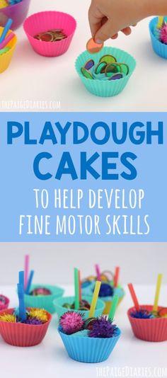 playdough cakes to help kids learn fine motor skills with this fun activity for toddlers