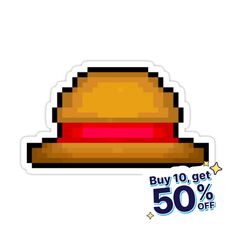 a sticker with an image of a hat on it's back and the words buy