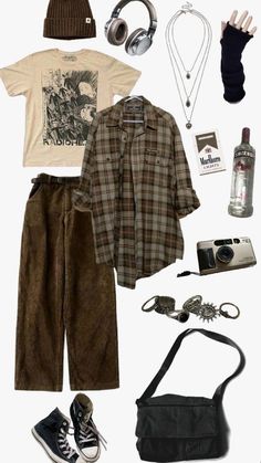 Name Of Styles Clothes, Gremlincore Fashion, Forest Grunge Outfit, Ftm Fashion, Pagan Clothes, Nerd Fashion, Earthy Outfits, Look Retro, Retro Punk