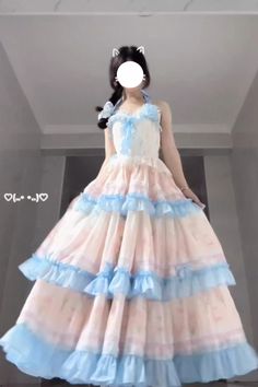 Fabric: Chiffon Color: Blue/Pink Feature: Triple-Layered, Print, Ruffle Style: Sweet Include: Dress*1 (Any of the accessory is not included.) Size (IN) Bust Waist Length S 31.50-35.43 25.20-29.13 49.21 M 33.07-37.01 26.77-30.71 49.61 L 34.65-38.58 28.35-32.28 50.00 Size (CM) Bust Waist Length S 80-90 64-74 125 M 84-94 68-78 126 L 88-98 72-82 127 Sweet Blue Dress With Ruffles, Cute Pastel Ruffled Dresses, Cute Pink Chiffon Dress, Feminine Pastel Dresses With Ruffles, Pastel Sleeveless Dress With Ruffles, Gothic Princess, Punk Dress, Ruffles Fashion, Sweet Lolita