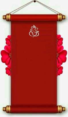 an image of a red frame with flowers on it