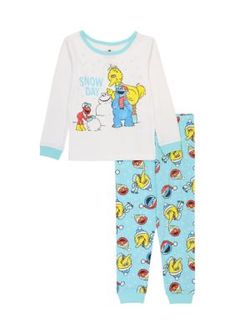 She'll cozy up in this cotton pajama set that reps the classic show, Sesame Street. | Sesame Street Toddler Girls Printed Pajama Set, 4T Cotton Pajama Party Sets For Winter, Cotton Pajama Sets For Winter Pajama Party, Cotton Pajama Sets For Winter Party, Cotton Sets For Pajama Party In Winter, Winter Cotton Bedtime Sets, Cotton Winter Bedtime Sets, Cotton Bedtime Sets For Winter, Cotton Sets For Bedtime In Winter, Playful Cotton Sleepwear For Winter