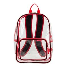 Polished, refined and ready for homeroom! The Eastsport Spark Clear backpack is your one-stop-shop for your clear backpack needs. Front zipper pocket securely holds small personal items, while the large main compartment maximizes storage space. Add on some comfortably padded backpack straps and a secure top handle for an ideal clear backpack ready to go Gender: female.  Age Group: adult. Back To School Travel Backpack With Clear Strap, Nylon Backpack With Transparent Straps For Everyday Use, Clear Backpack For Everyday Use And Back To School, Student Back To School Bag With Transparent Straps, Clear Backpack For Travel, Everyday Backpack With Transparent Straps, Clear Standard Backpack For Students, Casual Student Backpack With Clear Strap, Student Clear Standard Backpack