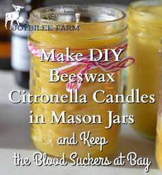 homemade beeswax citronella candles in mason jars and keep the blood suckers at bay