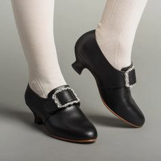 Kensington Women's 18th Century Leather Shoes (Black) – American Duchess American Duchess Shoes, French Heels, Camp Shoes, 18th Century Shoes, Georgian Colonial, Century Shoes, American Duchess, Camping Shoes, Dr Shoes