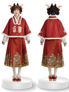 The price is for a coat only, others are not included.  Garment Size   	 		 			Size 			S 			M 			L 		 		 			Full Length 			46.5 			48 			49.5 		 		 			Bust 			117 			121 			125 		 		 			Sleeve Length 			44 			45 			46 Red Long Sleeve Winter Sets, Ceremonial Winter Embroidered Sets, Embroidered Sets For Ceremonial Winter Occasions, Ceremonial Winter Outerwear With Stand Collar, Traditional Red Outerwear With Stand Collar, Traditional Red Winter Outerwear, Ceremonial Stand Collar Outerwear For Winter, Traditional Long Sleeve Winter Sets, Ceremonial Long Sleeve Outerwear For Fall