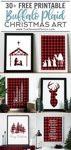 christmas art printables with the text, 30 free printable buffalo plaid christmas art