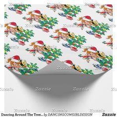 a christmas wrapping paper with an image of santa claus and reindeers on white background