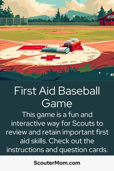 the first aid baseball game is being played in front of a field with an image of a